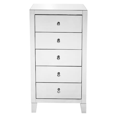 5 Drawer Chest 24 In X 18 In X 45 In.In Clear Mirror